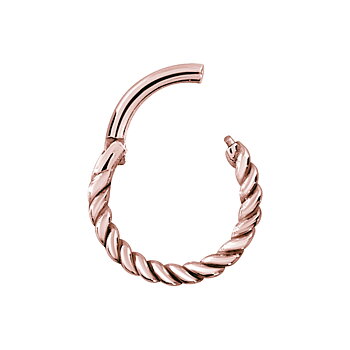 Vackert twistad clickerring-roséfärgad-stål-1,2mm