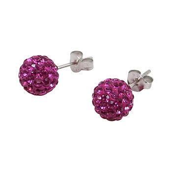 Silverörhängen, 6 mm med cerise swarovskikristaller