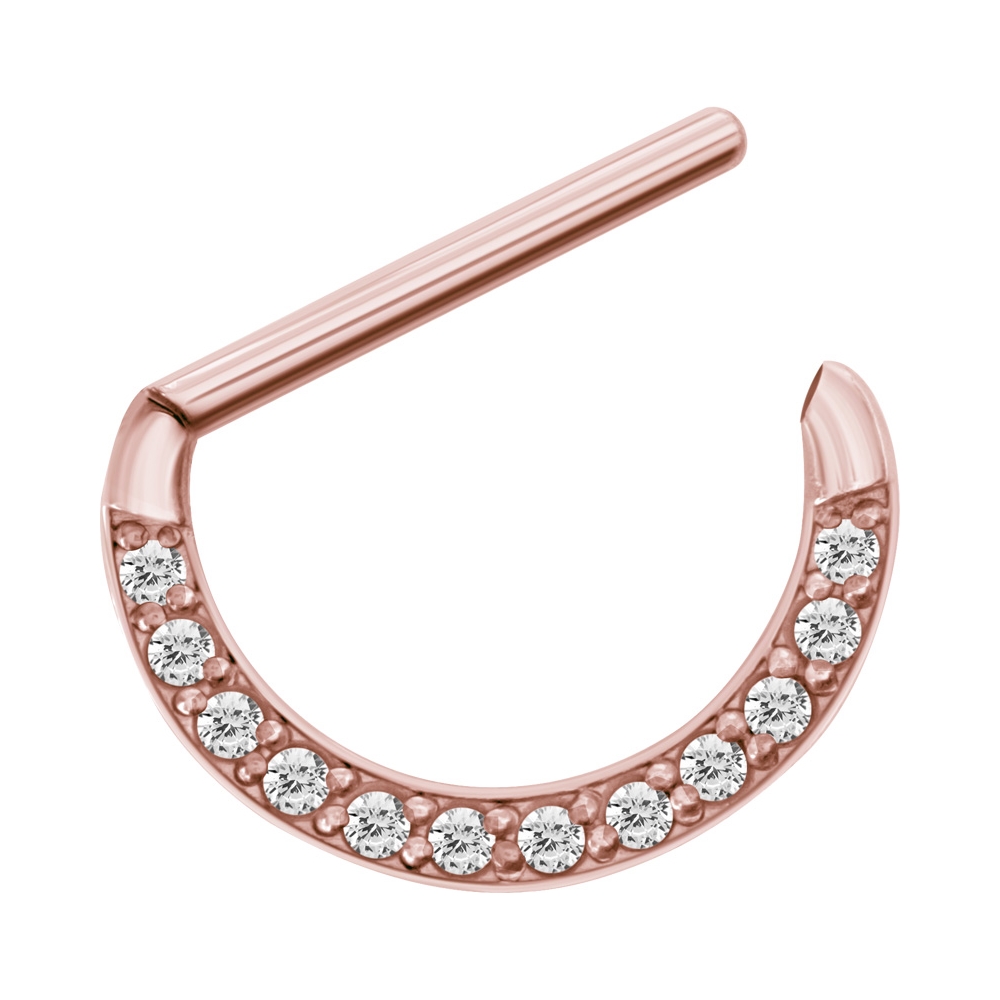 Clicker - 1,6 mm - 12 & 14 mm - roséguld - vita kristaller - 2