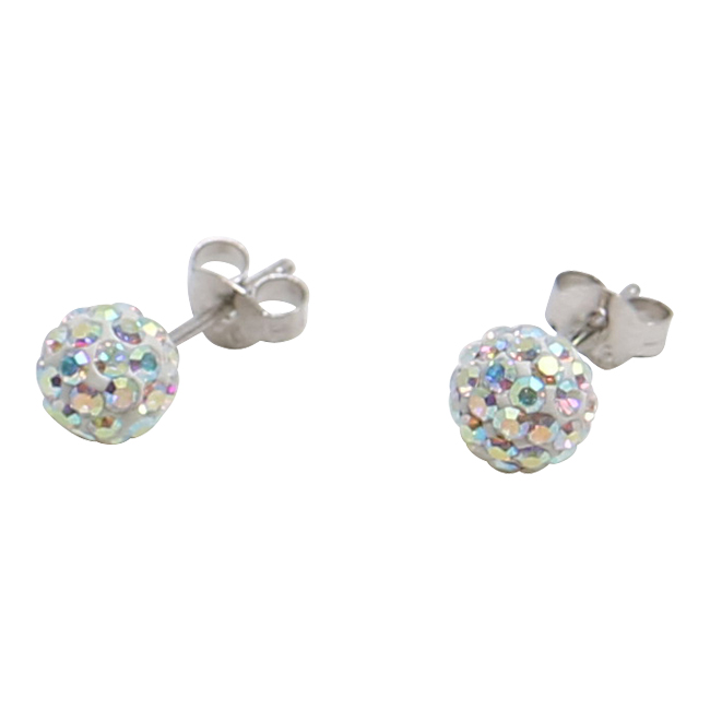 Silverörhängen, 4 mm, pärlemorskimrande swarovskikristaller - 2