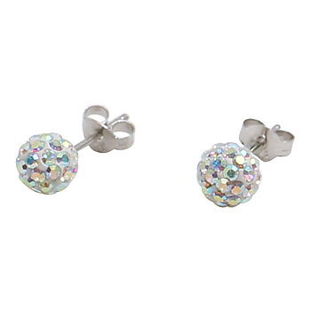 Silverörhängen, 4 mm, pärlemorskimrande swarovskikristaller