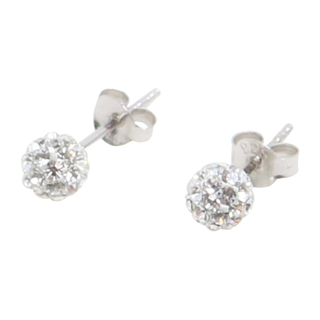 Silverörhängen - 4 mm med vita swarovskikristaller
