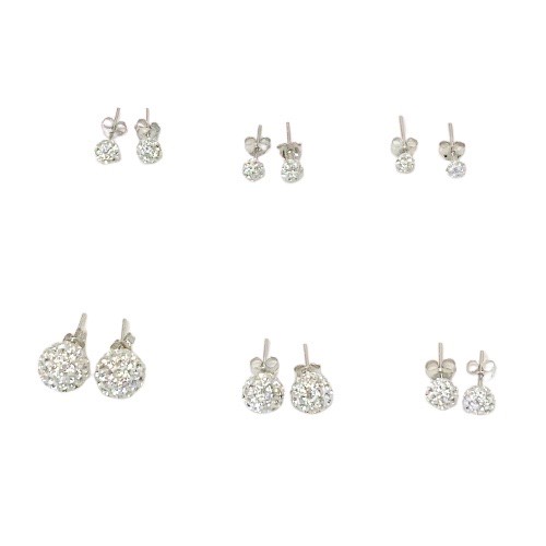 Silverörhängen - 4 mm med vita swarovskikristaller - 2