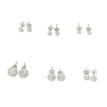 Silverörhängen - 4 mm med vita swarovskikristaller