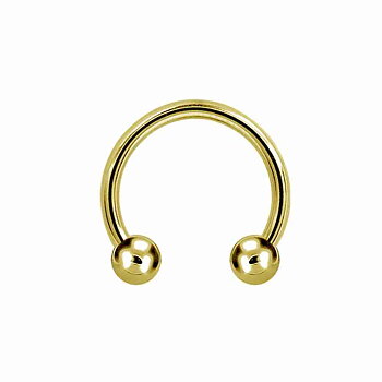 Hästskoformad piercing i 0,8 mm tjocklek till örpiercing i guldfärgat kirurgiskt stål