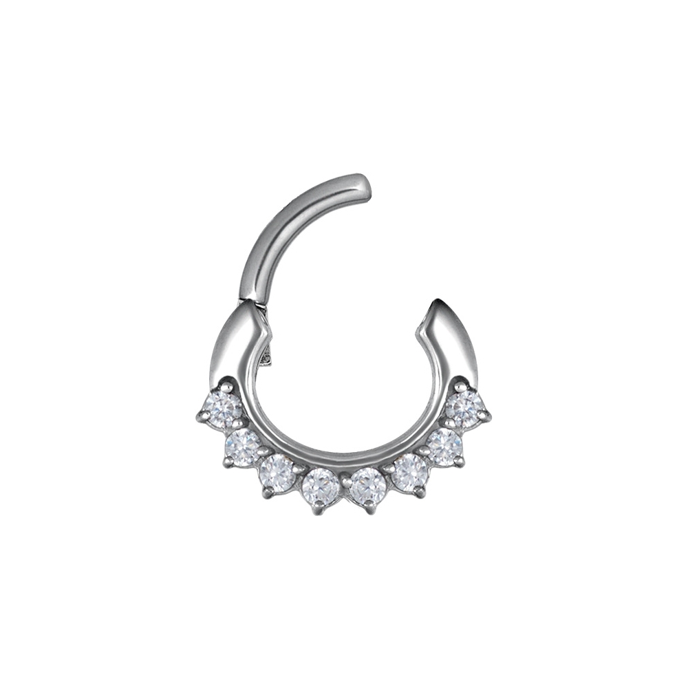 Clicker curved small - 1,2 - 6 mm - stål med vit kristall - 2