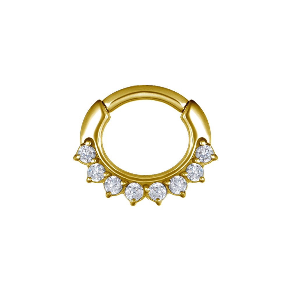 Clicker curved small - 1,2 - 6 mm - guld med vit kristall