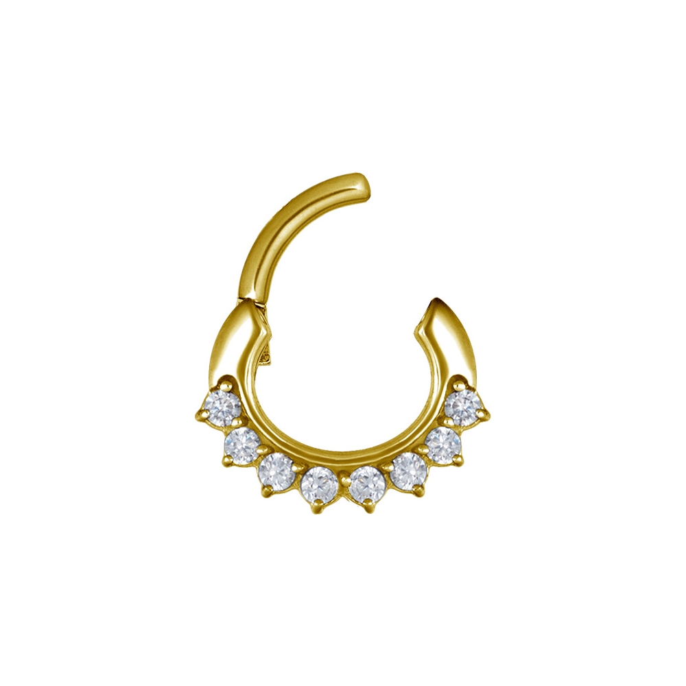 Clicker curved small - 1,2 - 6 mm - guld med vit kristall - 2