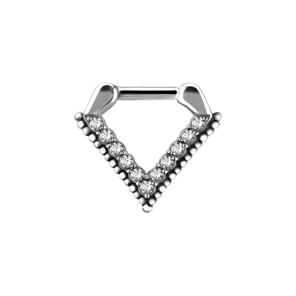 Clicker - stål - triangel - kristaller - 1,2 mm