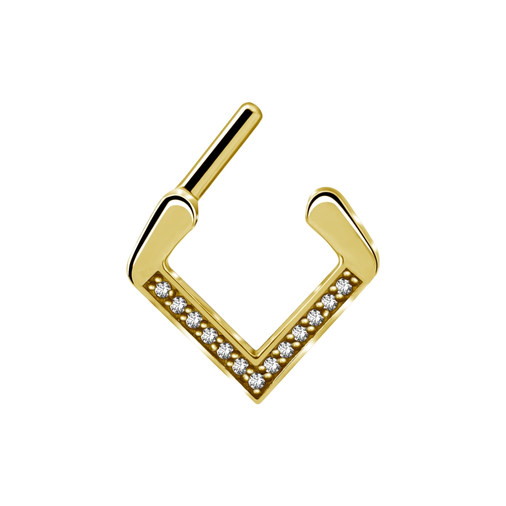 Clicker - 1,2 mm, guld - triangel - kristaller - 2