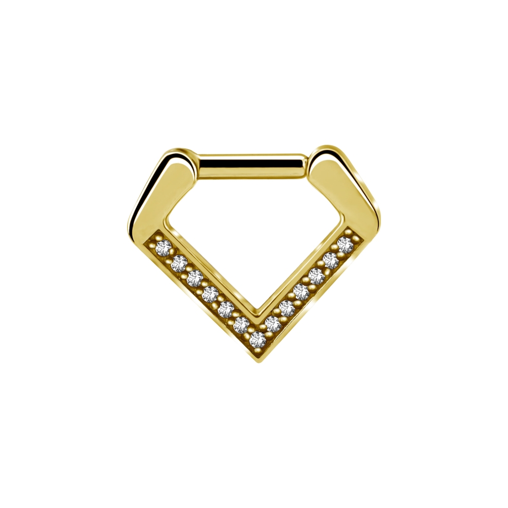 Clicker - 1,2 mm, guld - triangel - kristaller