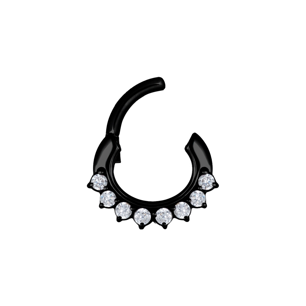 Clicker curved small - 1,2 - 6 mm - svart med vit kristall - 2
