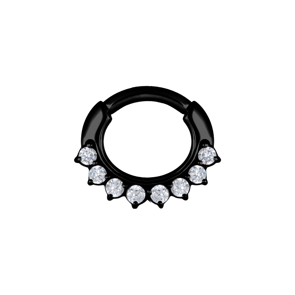 Clicker curved small - 1,2 - 6 mm - svart med vit kristall