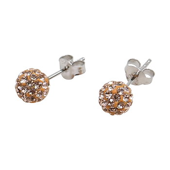 Silverörhängen, 6 mm med champagnefärgade swarovskikristaller