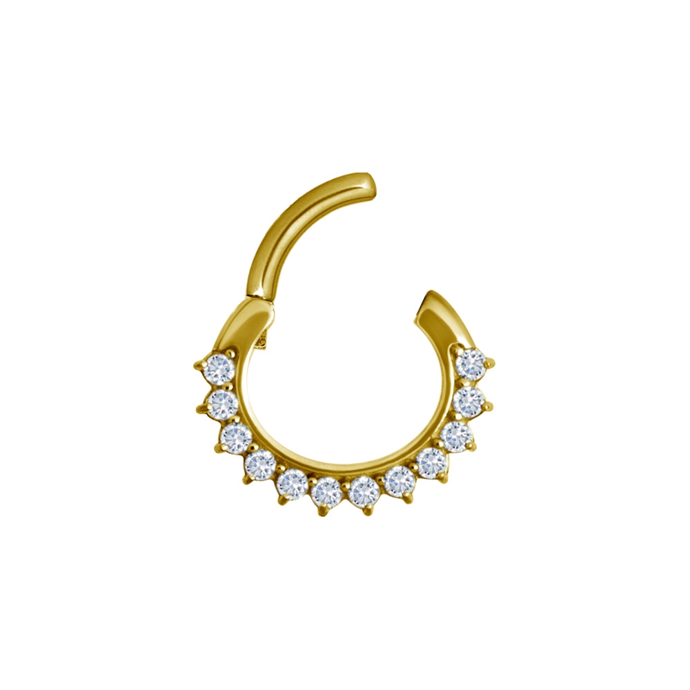 Clicker curved large - 1,2 - 8 mm - guld med vit kristall - 2