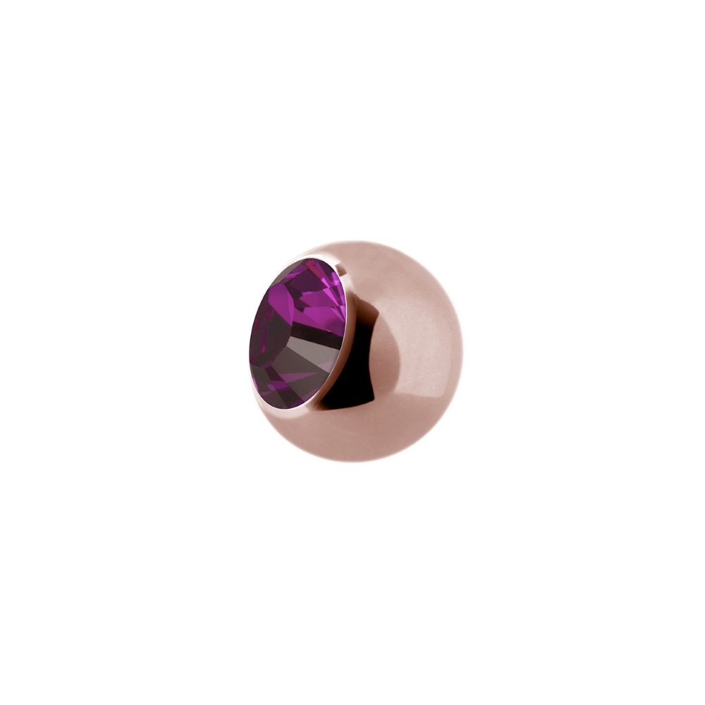 Liten extrakristall - 1,2 mm - Roséguld - Cerise kristall