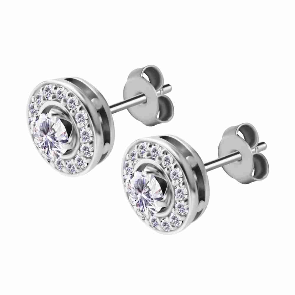 Örhänge - dubbla kristallörhänge 4 mm - kirurgiskt stål