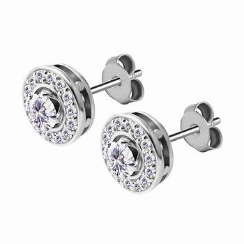 Örhänge - dubbla kristallörhänge 4 mm - kirurgiskt stål