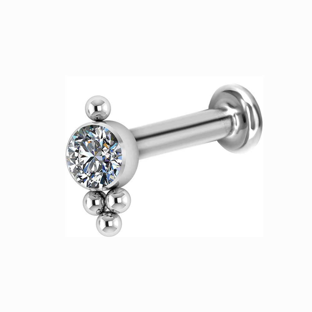 Barbell mönstrad med kristaller- 1,2 mm - titan - 4mm kristall
