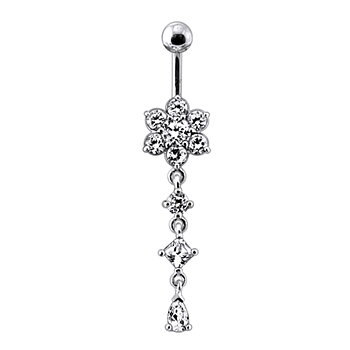 Navelpiercing med blomma och hänge