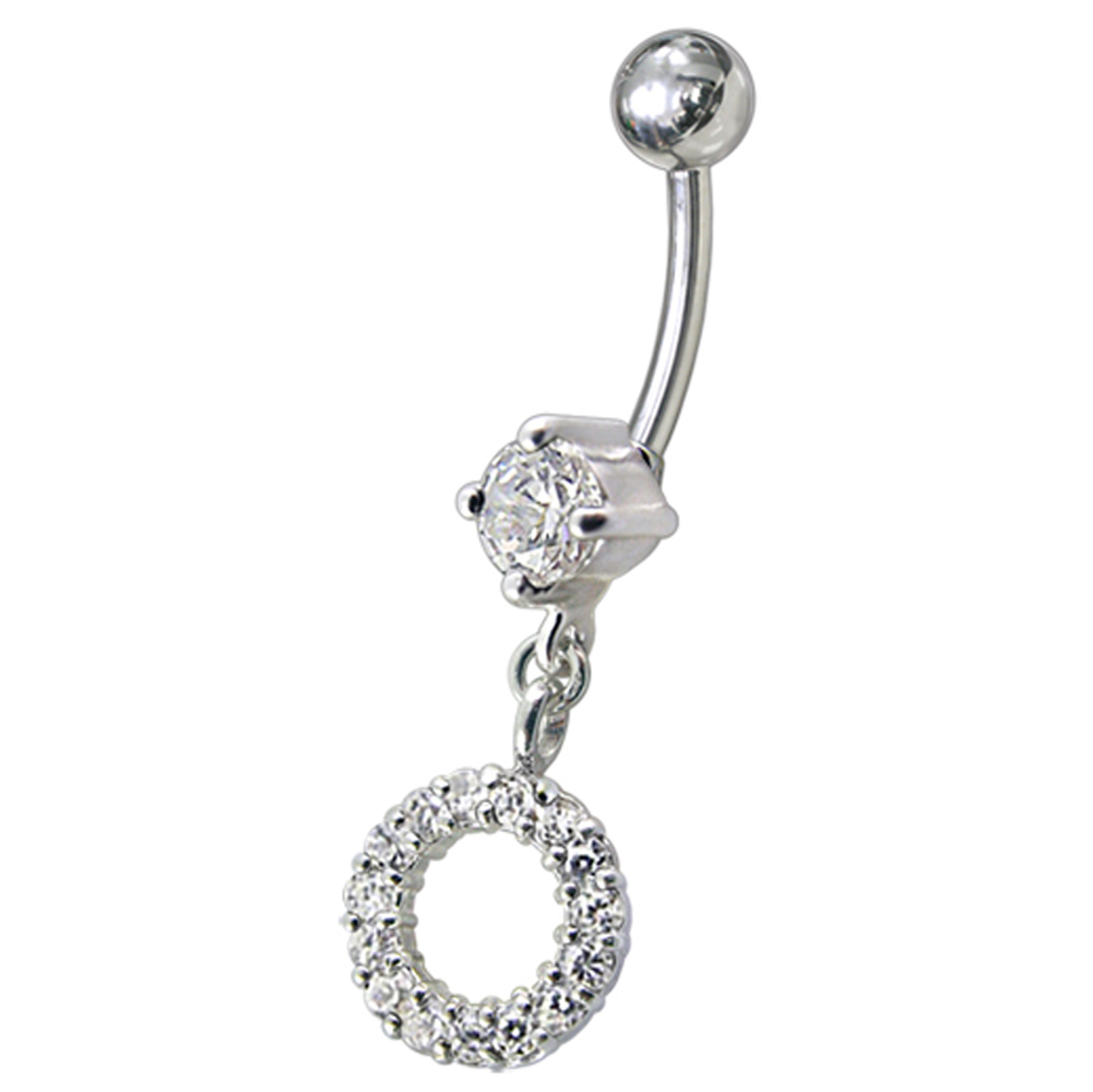Navelpiercing - cirkel med kristaller