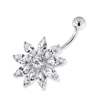 Navelpiercing - stor kristallblomma