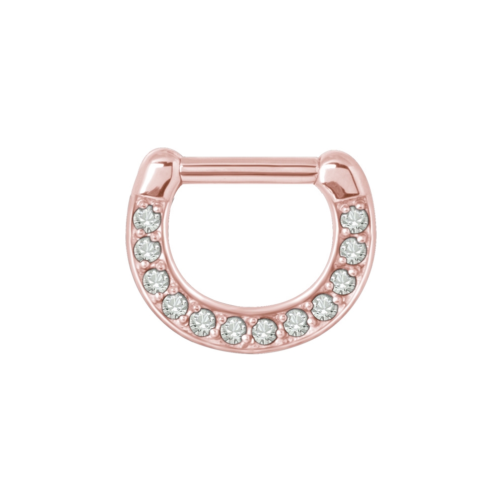 Clicker - 1,6 - 6 mm - roséguld med vit kristall