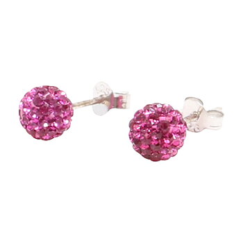 Silverörhängen, 8 mm med cerise swarovskikristaller