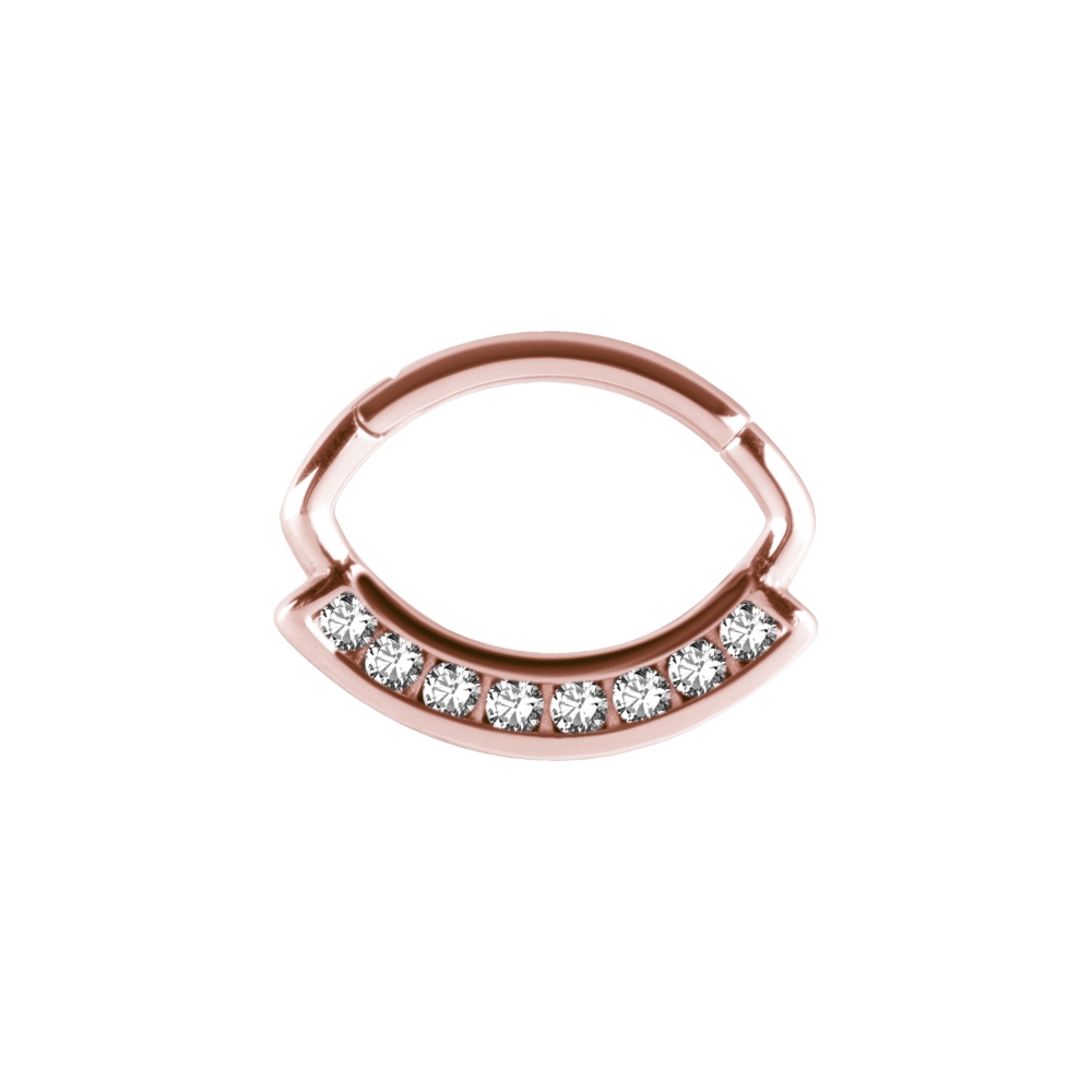 Clicker - 1,2 mm -  roséguld - vita kristaller