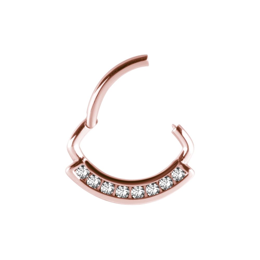 Clicker - 1,2 mm -  roséguld - vita kristaller - 2