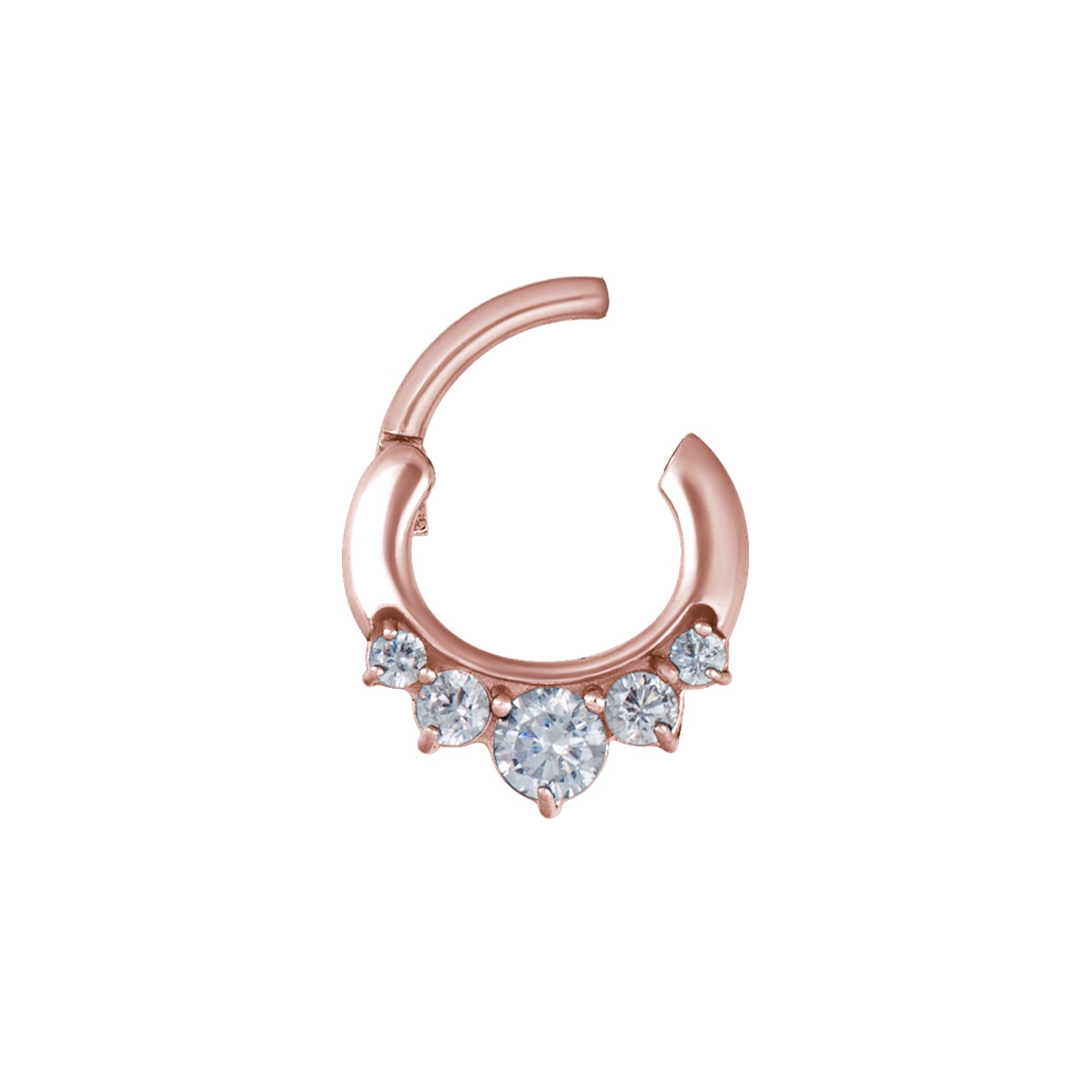 Clicker curved- 1,2 - 6 mm - roséguld med vit kristall - 2