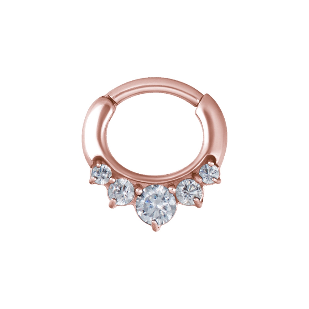 Clicker curved- 1,2 - 6 mm - roséguld med vit kristall