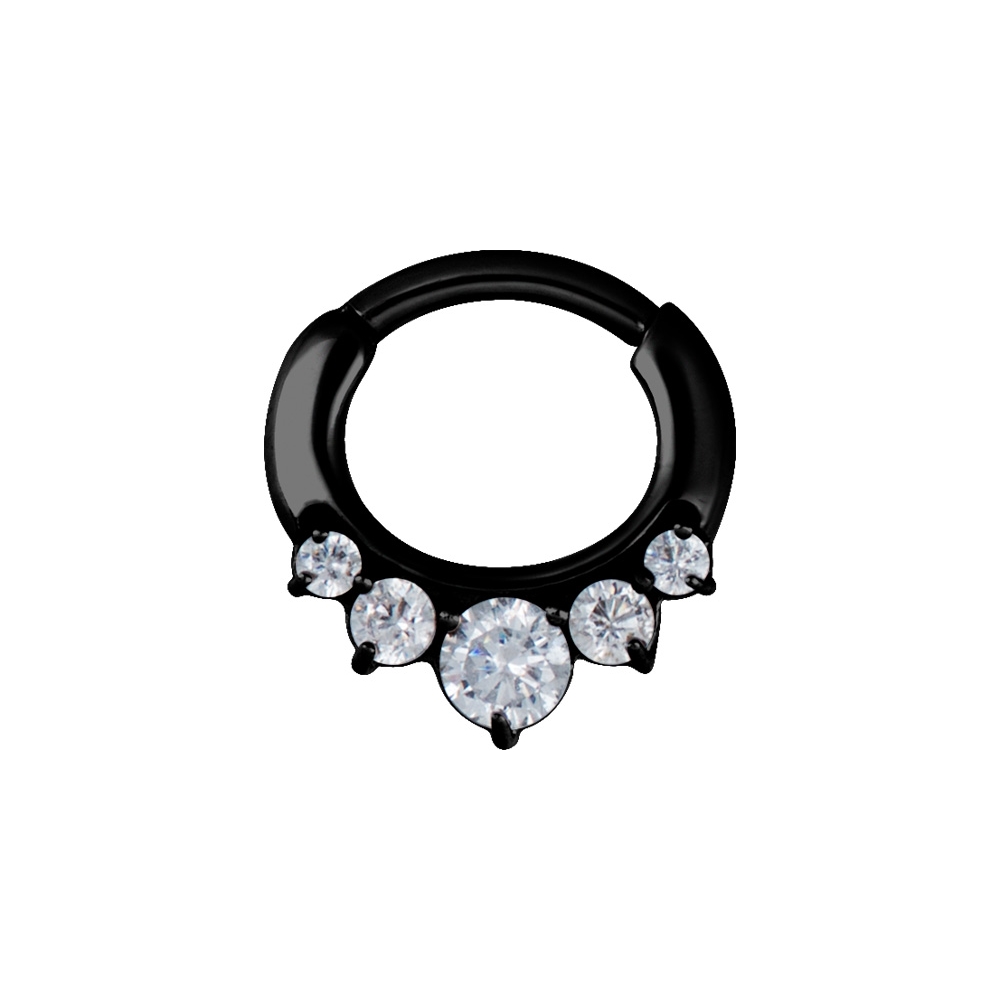 Clicker curved- 1,2 - 6 mm - svart med vit kristall
