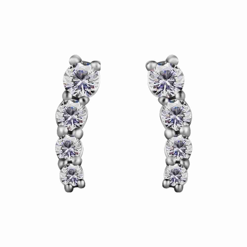 Earring - 4 small crystals - surgical steel - 2
