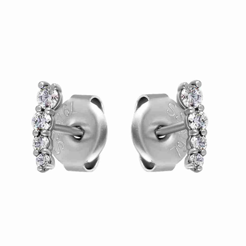 Earring - 4 small crystals - surgical steel - 3