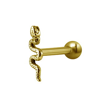 Barbell - orm - 316L stål - 24K guld PVD