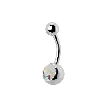 Navelpiercing - 1,6 mm - Stål - Rosa kristall