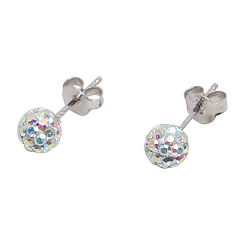 Silverörhängen, 8 mm, pärlemorskimrande swarovskikristaller