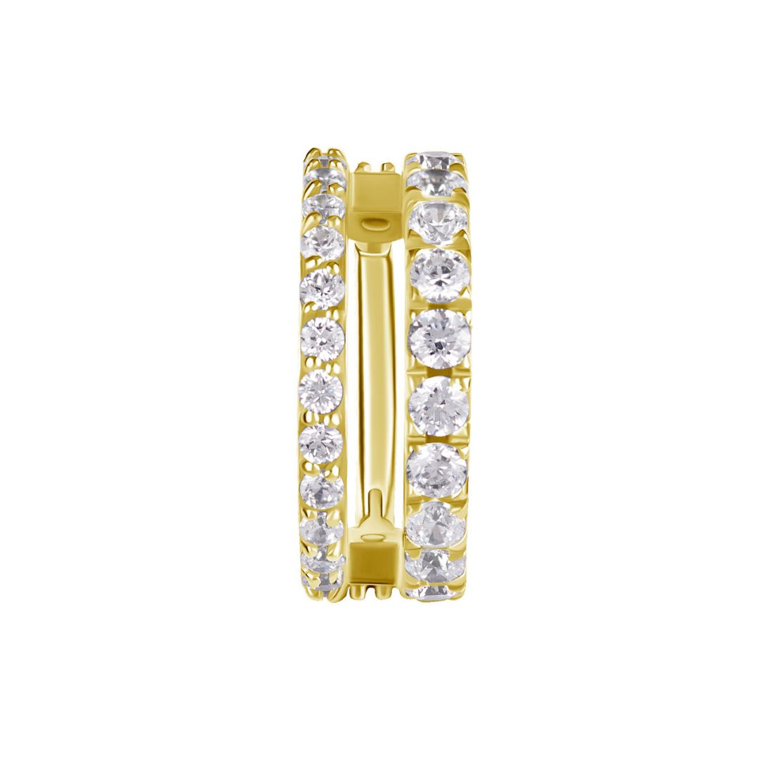 Clicker ring double row - white crystals - surgical steel - 4