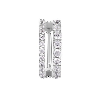 Clicker ring double row - white crystals - surgical steel