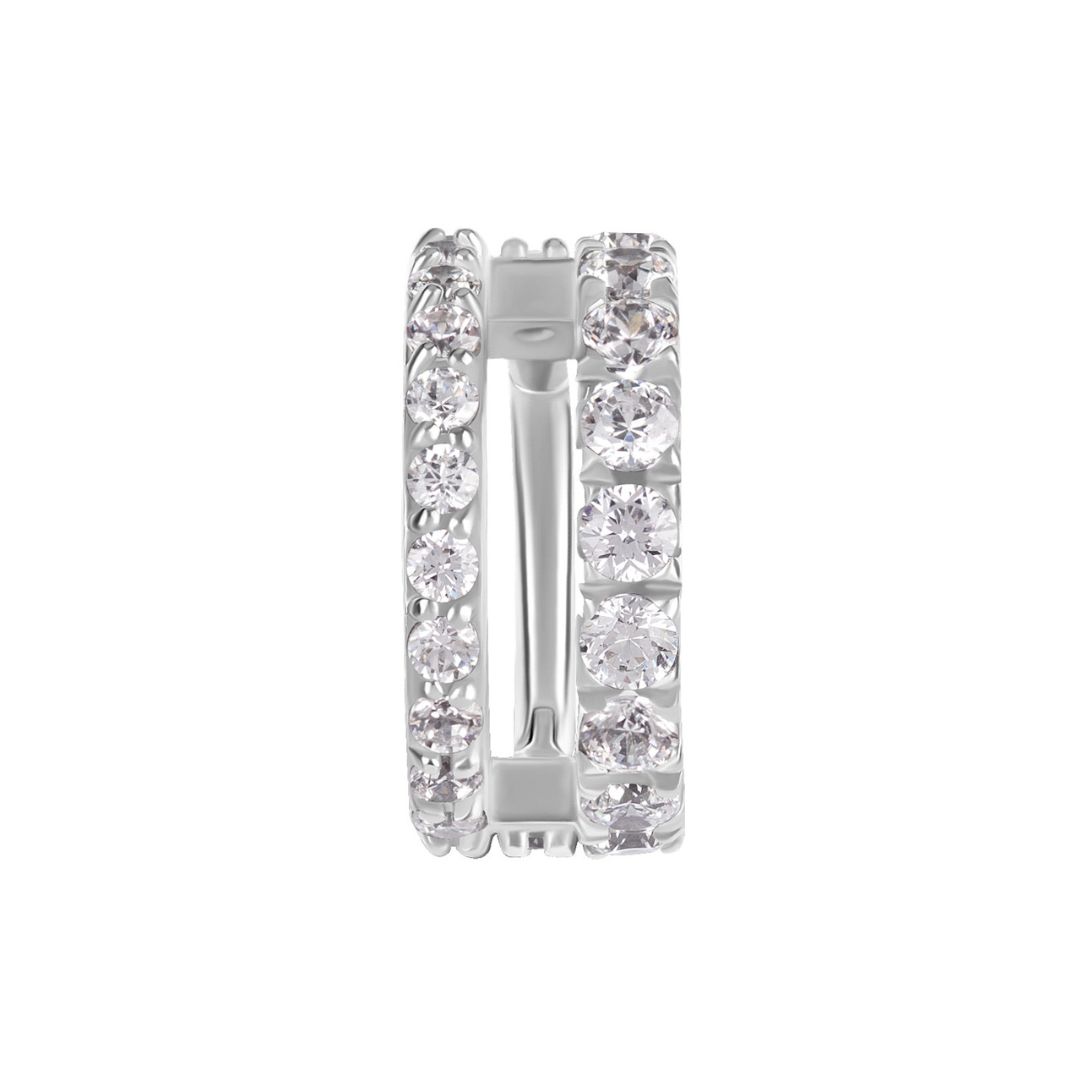 Clicker ring double row - white crystals - surgical steel - 4