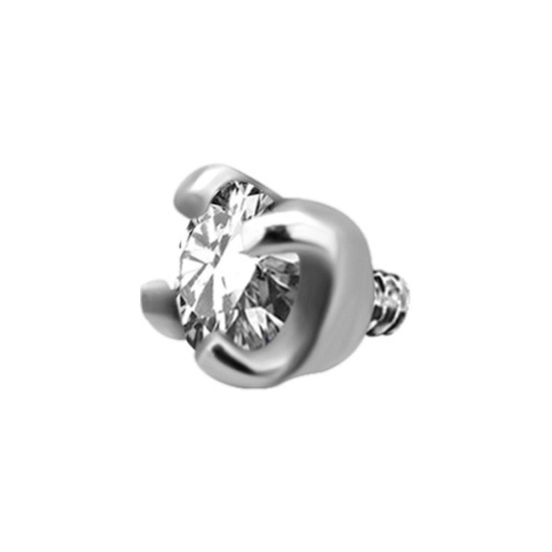 Top to internally threaded labret - white crystal - steel - 2