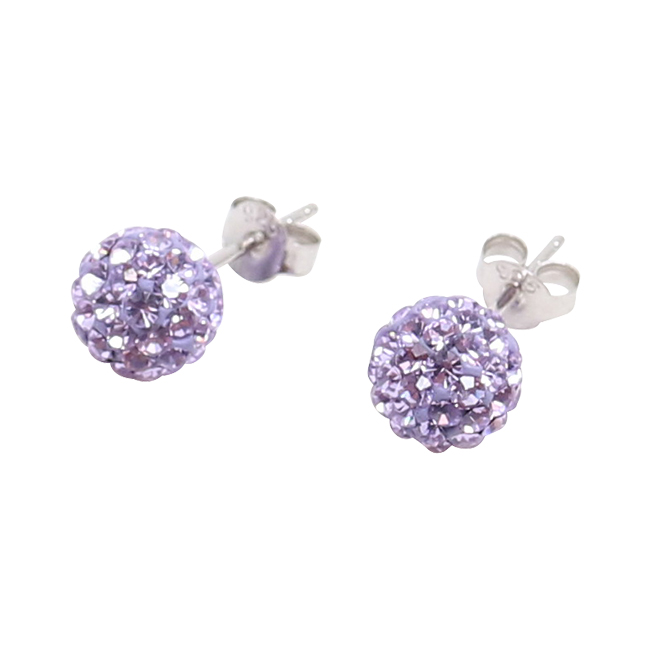 Silverörhängen, 8 mm med ljuslila swarovskikristaller - 3