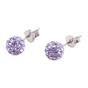 Silverörhängen, 8 mm med ljuslila swarovskikristaller