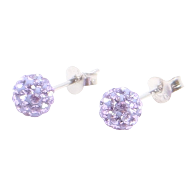 Silverörhängen, 8 mm med ljuslila swarovskikristaller