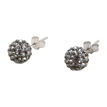 Silverörhängen, 6mm med antracitgrå swarovskikristaller
