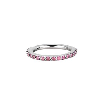 Clicker - large - 1,2 - öppningsbar - stål - rosa kristaller