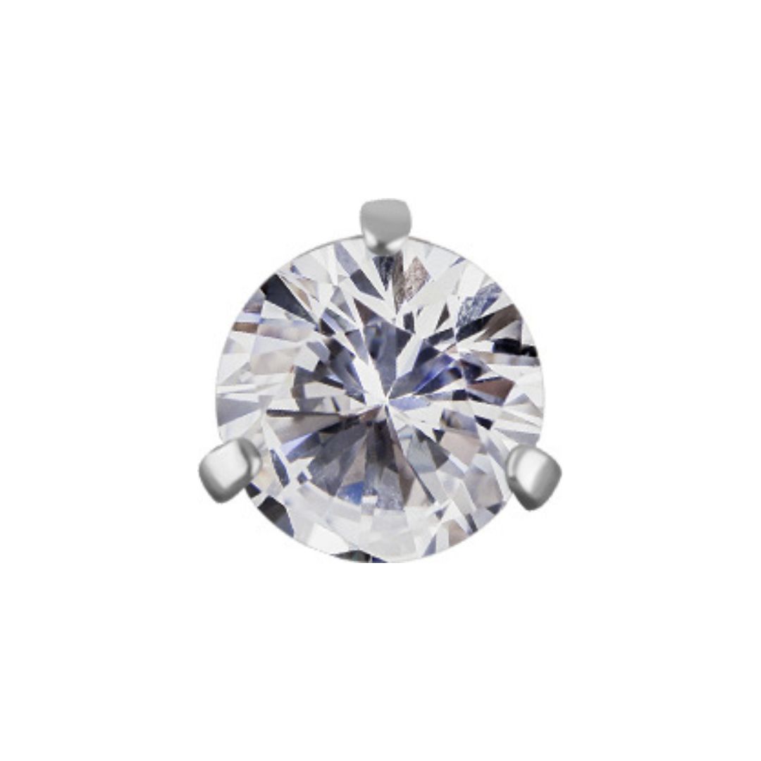 Top to internally threaded labret - white crystal - steel