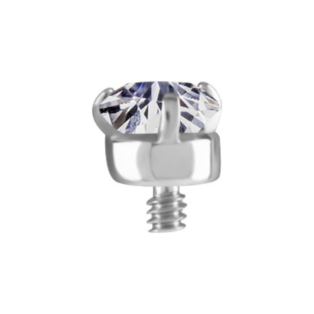 Top to internally threaded labret - white crystal - steel - 2
