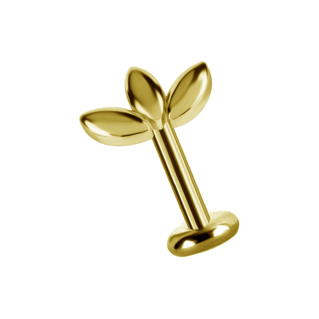 Top to internally threaded labret - lotus - 18K gold PVD - 3